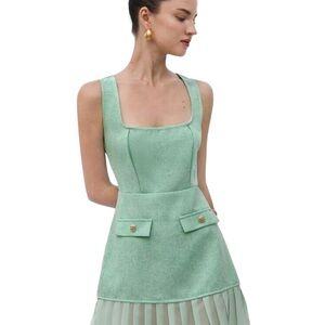 Aveloria Rosie French retro elegant mint mini dress.